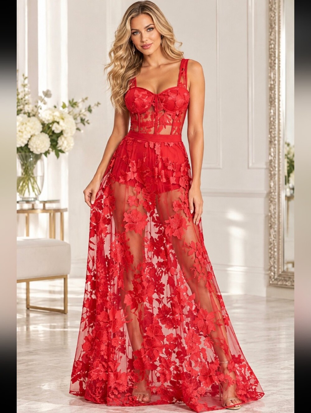 💥Edite Couture Corset Maxi Dress in Red💥